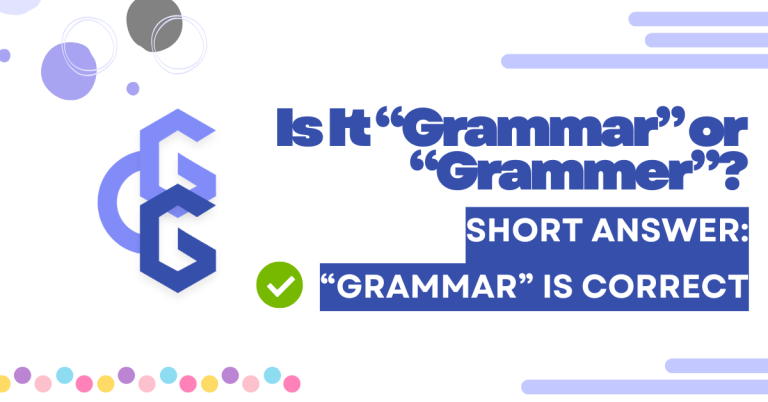This image describes the correct spelling of the word "grammar," using a green tick mark for easy visualization.